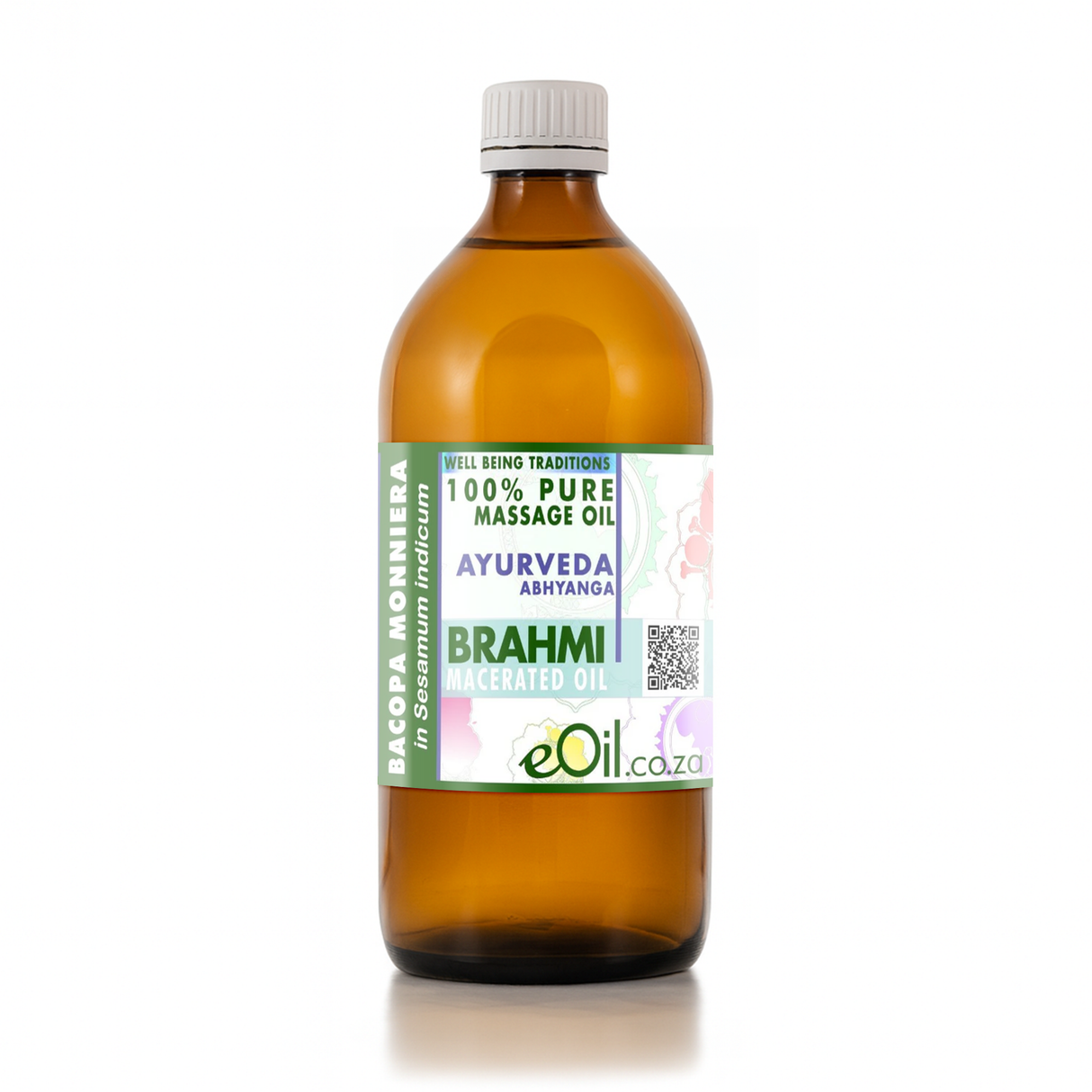 Bottle of Ayurveda Brahmi massage oil with a label on a white background 500 ml bottle