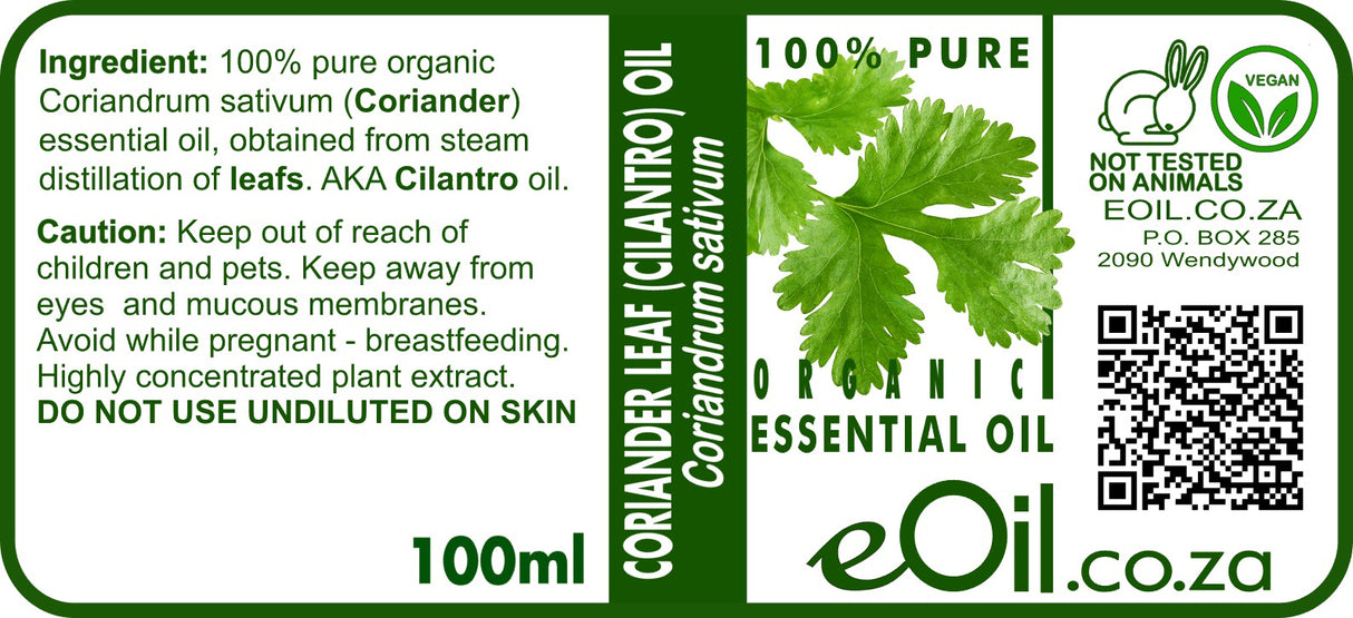 Cilantro Coriander Leaf Essential Oil Organic