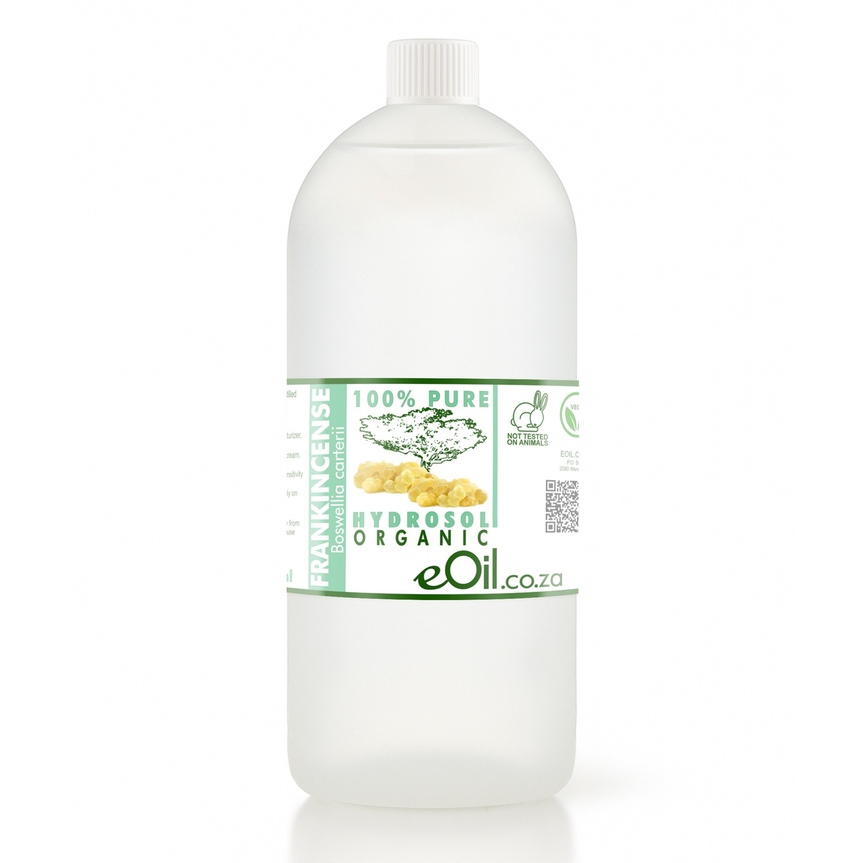 Bottle of eOil organic hydrosol on a white background