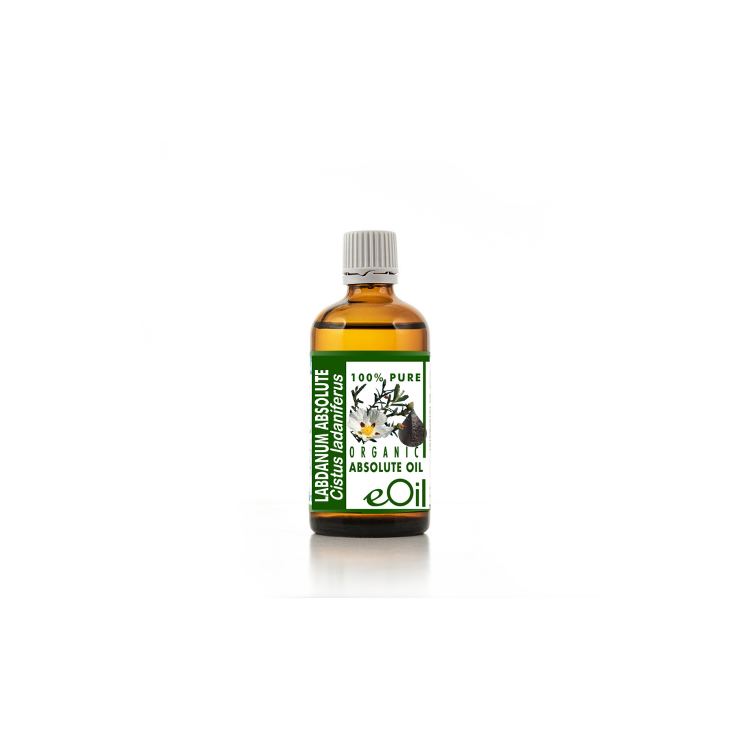 Bottle of eOil organic absolute oil on a white background