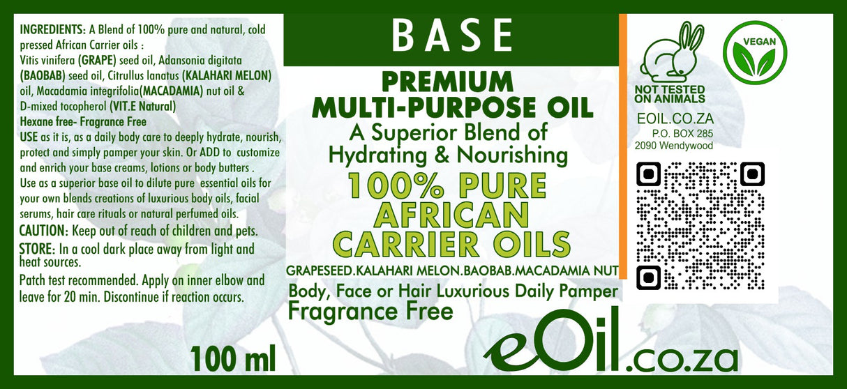 Label of a premium multi-purpose oil with branding and product details.