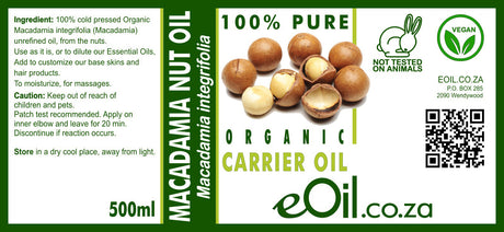 Macadamia Nut Organic Carrier Oil - eOil.co.za