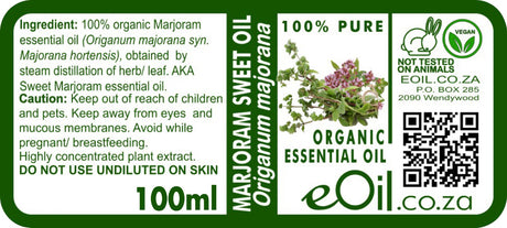 Marjoram Essential Oil Organic, herbaceous aroma for relaxing and culinary blends (Origanum majorana) 100 ml - eOil.co.za