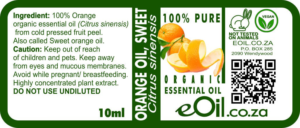Orange Essential Oil Organic, uplifting fruity citrus note for room scenting - eOil.co.za