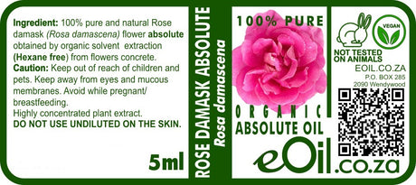 Rose Otto Absolute Oil Organic, classic damask rose aroma for balancing, skin renewal, aromatherapy