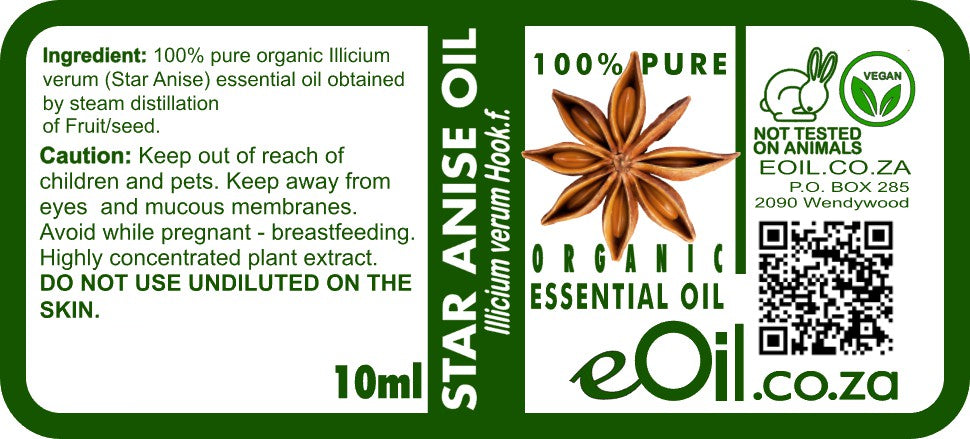 Star Anise Organic Essential Oil, sharp sweet licorice scent for culinary and fragrance