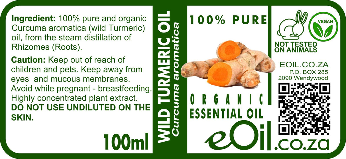 Turmeric Curcuma Essential Oil Organic, warm earthy spice aroma for skin and massage