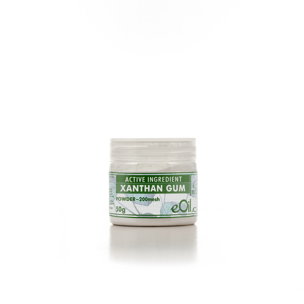 Jar of Xanthan Gum with a white background