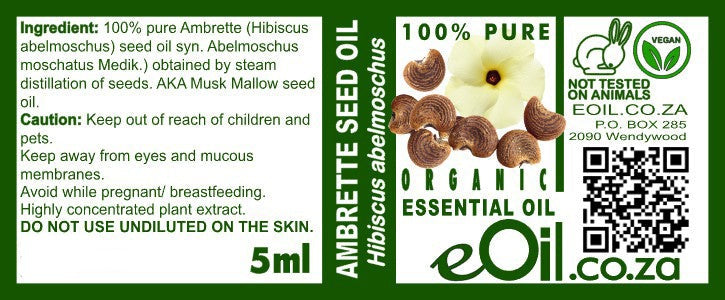 Ambrette Seed Essential Oil Organic, vegan plant musk note for perfumery and aromatherapy blends