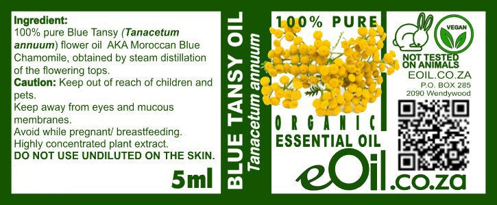 Blue Tansy Essential Oil Organic, soothing azulene oil for calming, skin, and wellness blends