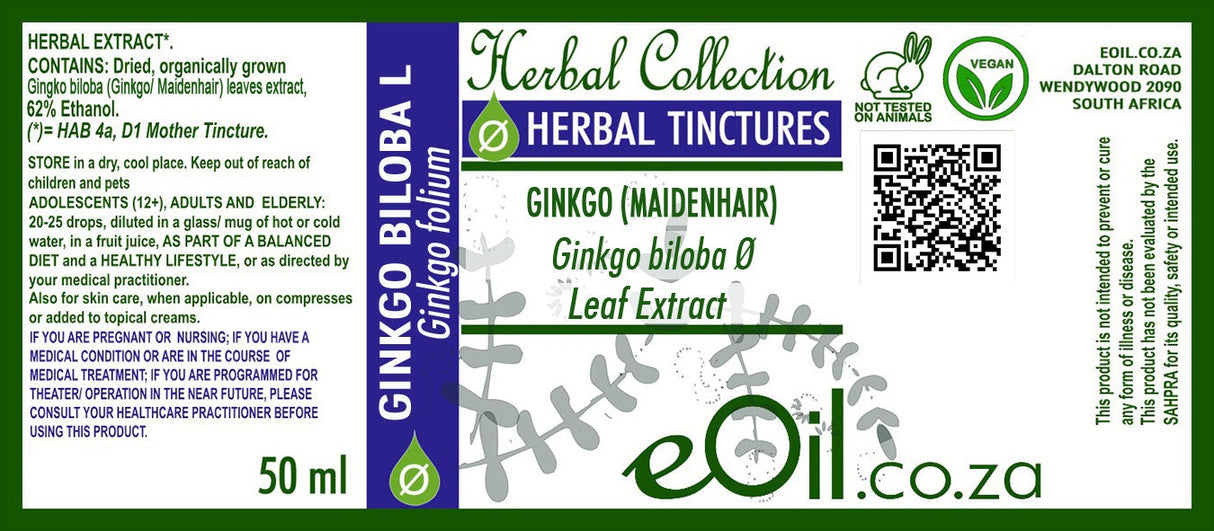 Ginkgo biloba (Ginkgo / Maiden hair ) Tincture - 50 ml - eOil.co.za