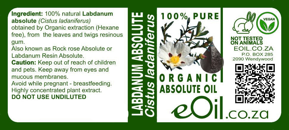 Labdanum Absolute Oil Organic, rich resinous extract for grounding, relaxation, natural perfumery