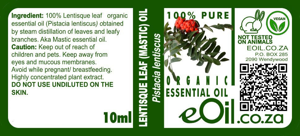 Lentisque Leaf Mastic Essential Oil Organic, Mediterranean resin aroma for natural products 10 ml - eOil.co.za