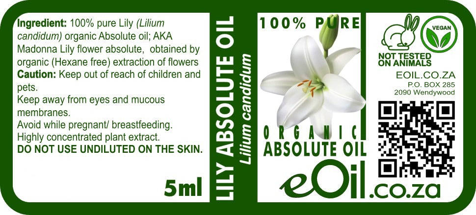 Lily Madonna Absolute Oil Organic, pure white floral for elegant natural perfumes and skin rituals