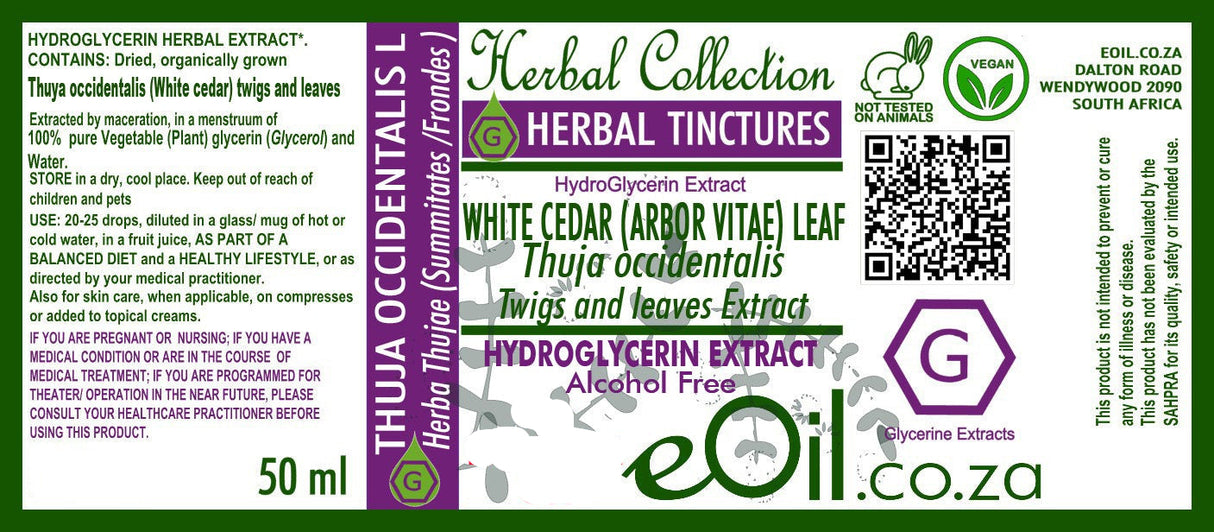 Thuja White Cedar Tincture - Vegetable Glycerine - 50 ml - eOil.co.za
