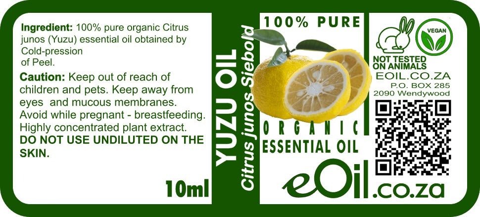 Yuzu Citrus junos Essential Oil Organic, fresh tangy citrus aroma for blends and diffusers eOil.co.za