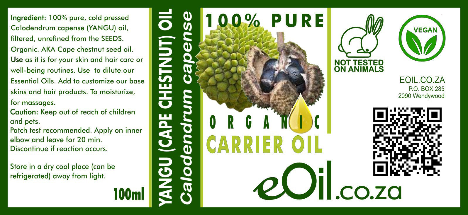 Yangu Carrier Seed Oil - Cape Chestnut - eOil.co.za