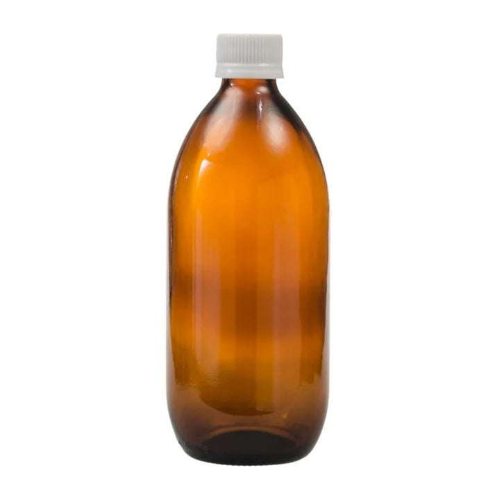 Empty Glass bottle Amber 18 - WITH white screw cap - packaging - eOil.co.za