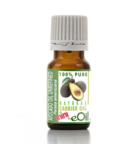 Bottle of avocado oil with a green label on a white background