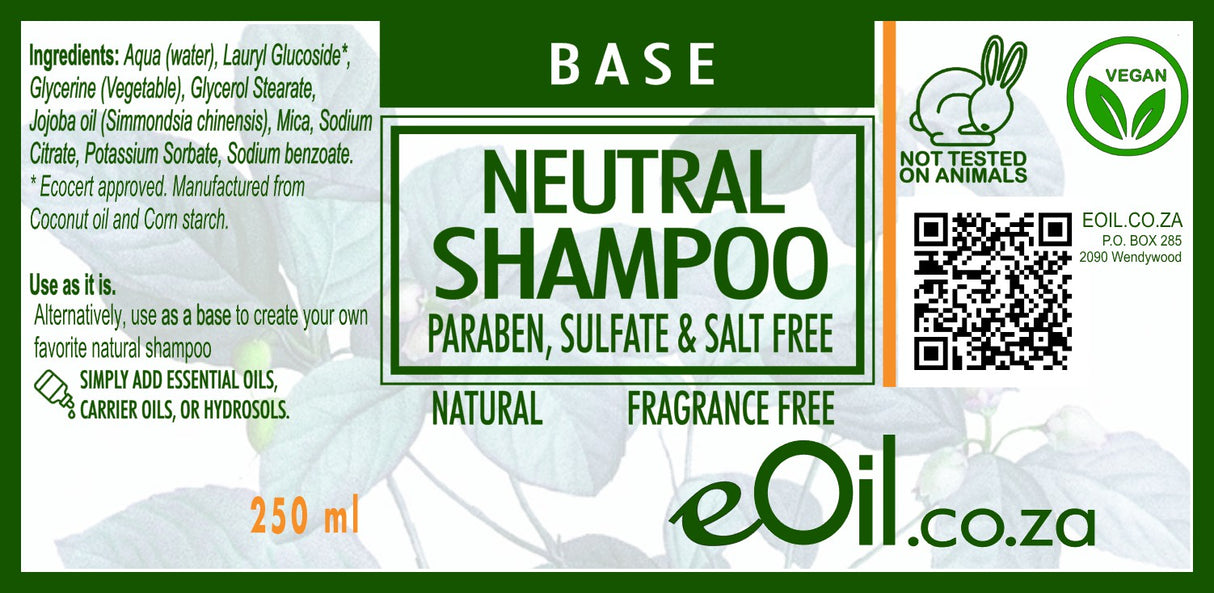 Shampoo Natural Neutral Paraben Salt & Sulphate free Base