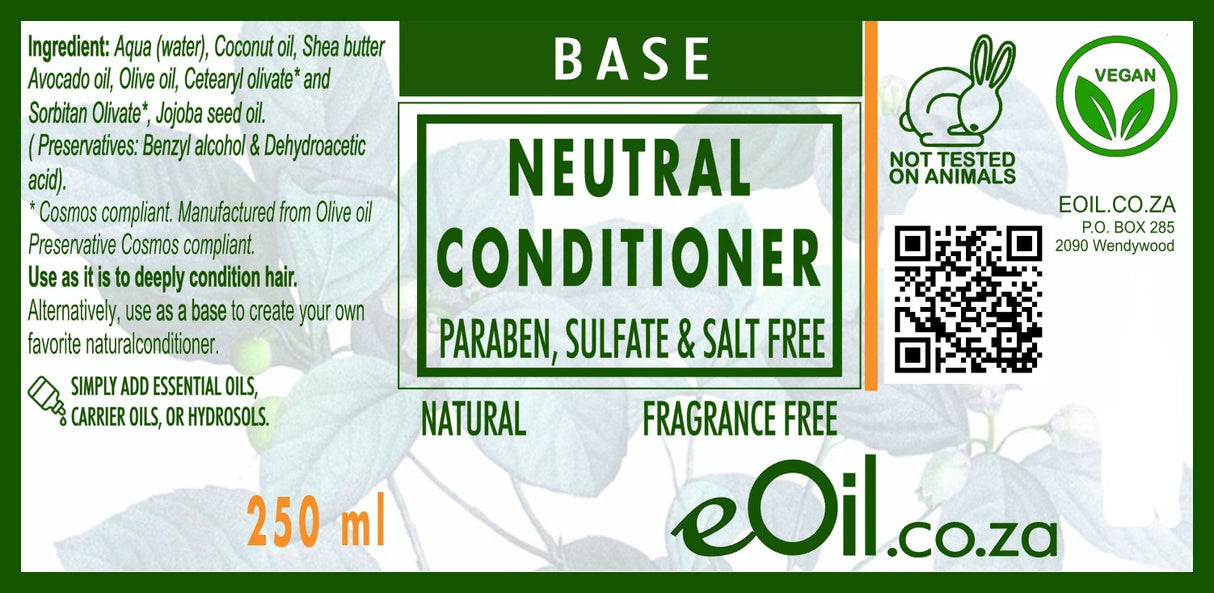 Conditioner natural neutral paraben sulfate fragrance free base