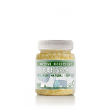 Jar of beeswax with a white background