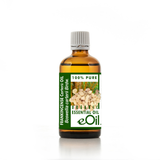 Bottle of eOil frankincense essential oil on a white background