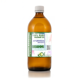 Bottle of Ayurveda Brahmi massage oil with a label on a white background 500 ml bottle