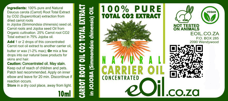 Carrot ( Daucus carota) CO2 Total ROOT extract In JOJOBA  Bottle - eOil.co.za