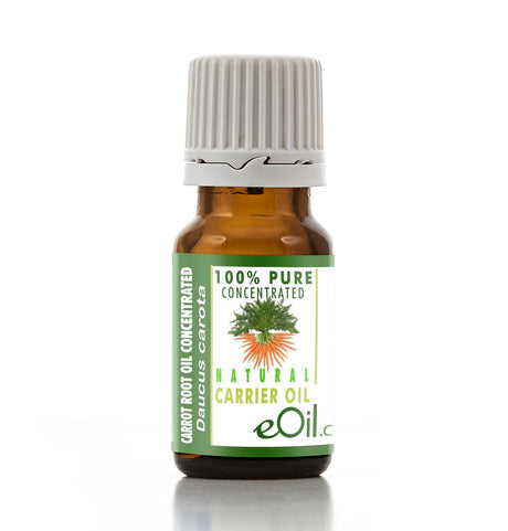 Bottle of 100% pure concentrated natural carrier oil with a label on a white background