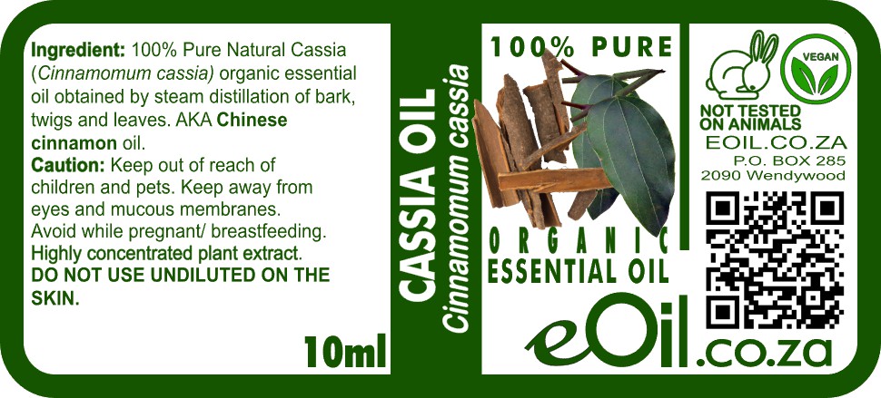 Cassia Essential Oil Organic, warm spicy-sweet oil for comfort, wellness, and immunity