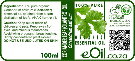 Cilantro Coriander Leaf Essential Oil Organic