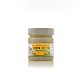 A jar of eOil cocoa butter, labeled as 100% Pure Raw Unrefined, with a capacity of 100 grams.