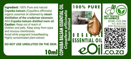 Copaiba Balsam Essential Oil Organic, soothing resinous oil for inflammation, pain, and skin care