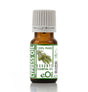 Bottle of Cypress essential oil with a green label on a white background