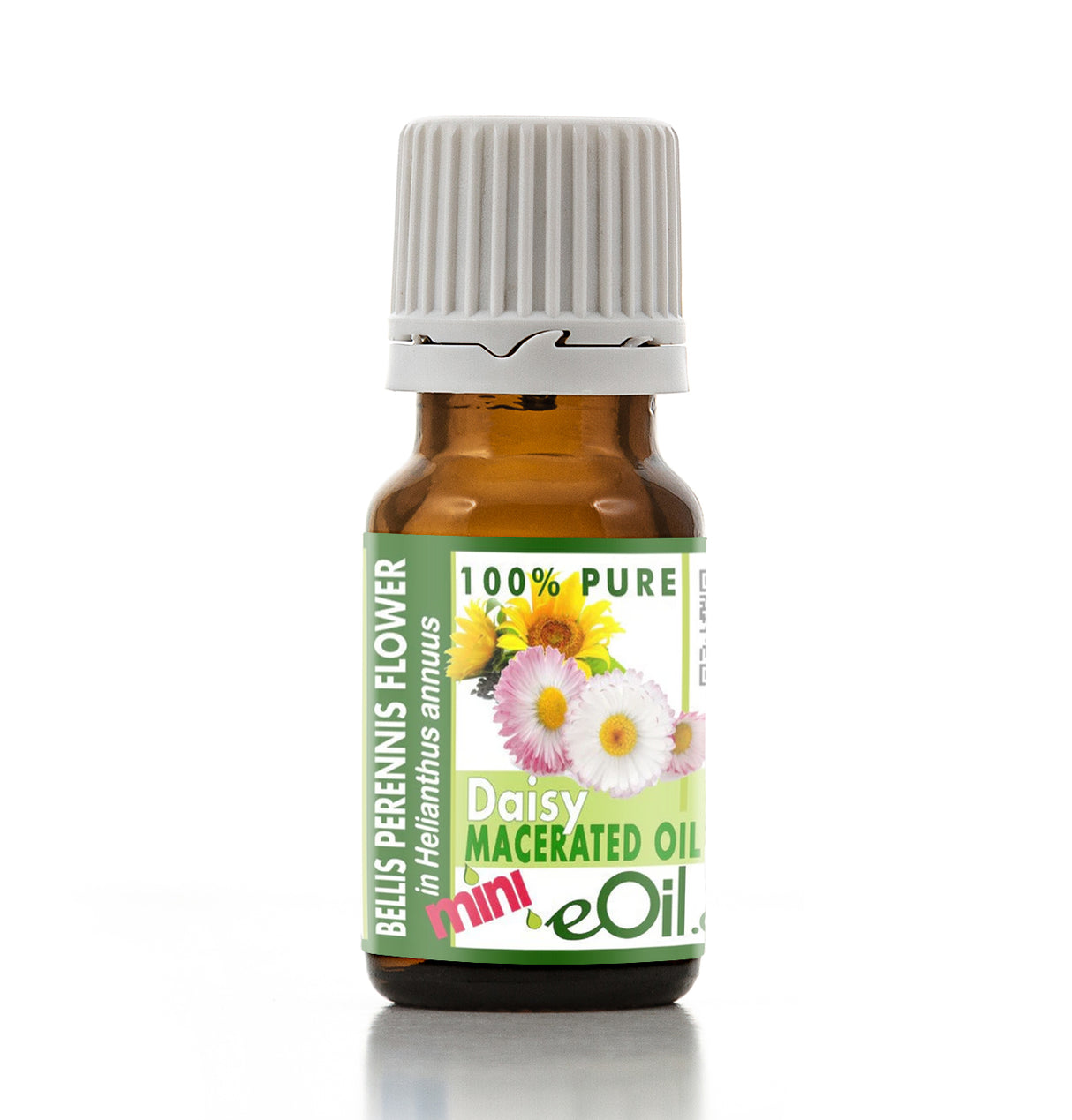Bottle of Daisy Macerated Oil with a white background
