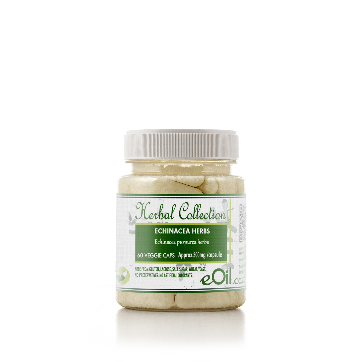 A bottle of Echinacea Herb capsules from the Herbal Collection, with 60 capsules visible inside the bottle.