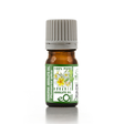 A small amber glass bottle of eoli Organic Absolute Oil with a ribbed gray cap, featuring a green and white label with a white flower illustration.