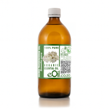 A 500ml amber glass bottle of eoi Organic Sacred Grain Incense Oil with a white ribbed cap and a green and white label, set against a plain white background.