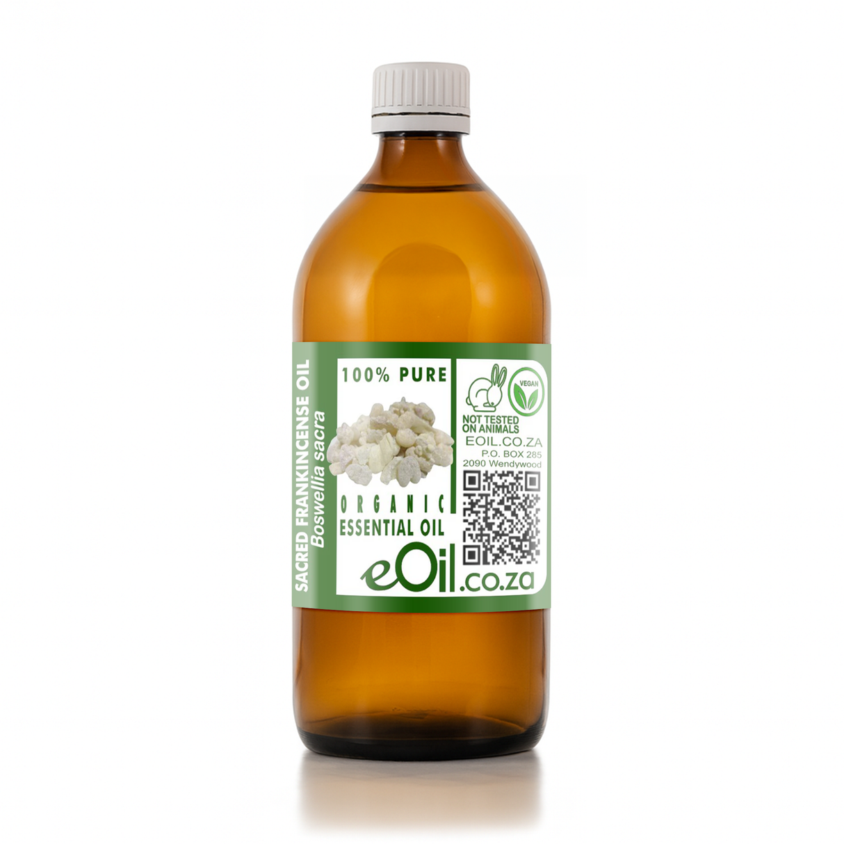 A 500ml amber glass bottle of eOil.co.