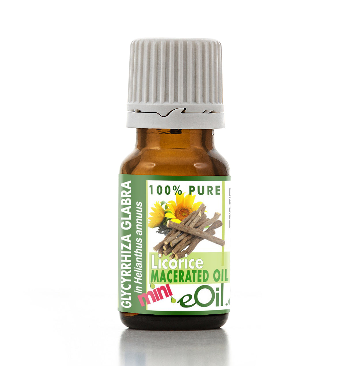 Bottle of Licorice Macerated Oil with a white background