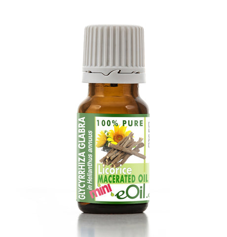 Bottle of Licorice Macerated Oil with a white background