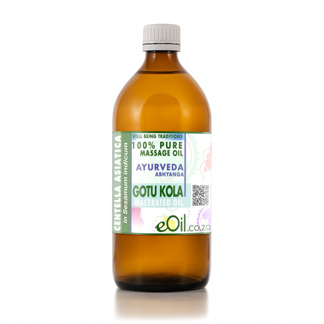 Bottle of Ayurveda massage oil with a label on a white background 500 ml