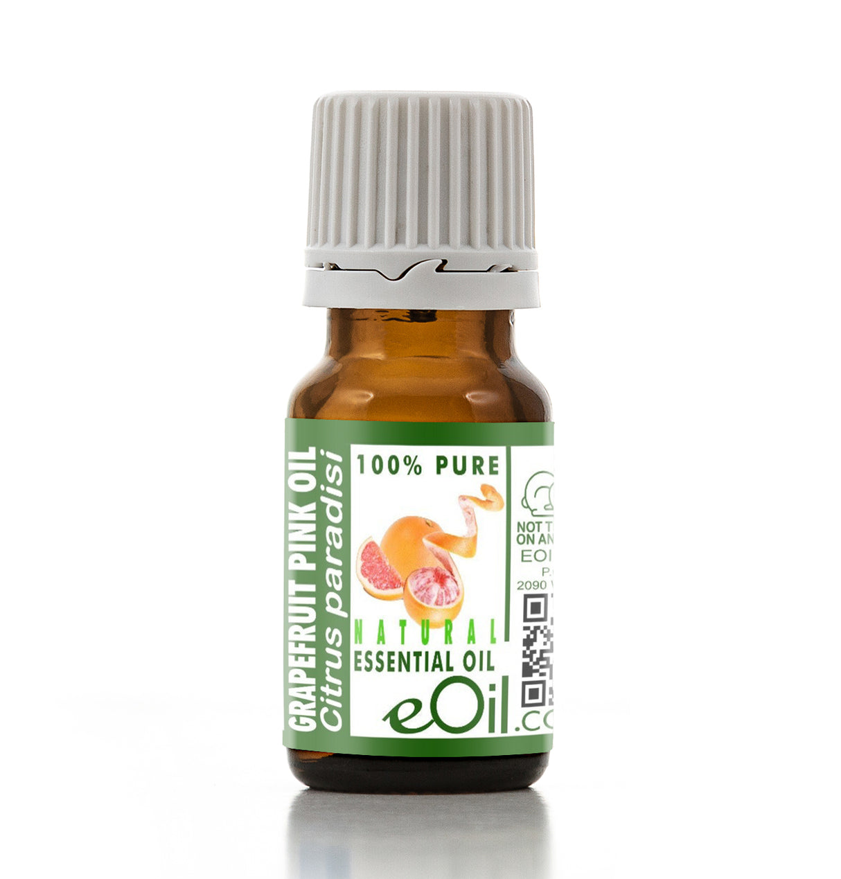 Bottle of Grapefruit Pink Essential Oil with a white background