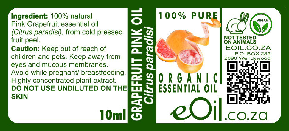 Grapefruit Pink Essential Oil Organic, uplifting citrus aroma for diffuser