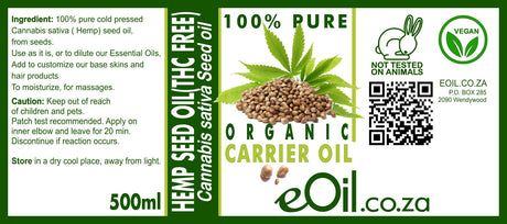 Hemp seed carrier oil Organic