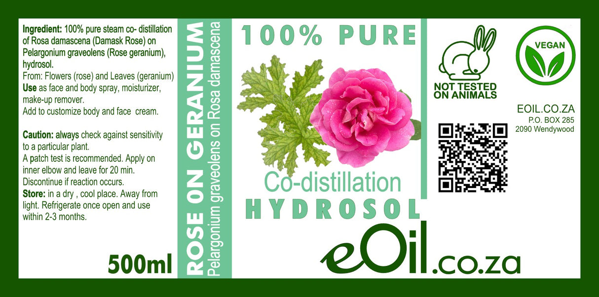 Rose on Geranium Hydrosol Co-distilled Natural - eOil.co.za