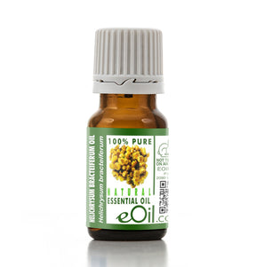 Bottle of eOil Helichrysum Bracteiferum essential oil on a white background