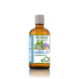 Bottle of EOi herbal blend fragrance oil on a white background 100 ml bottle