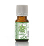 Bottle of eOil Holy Basil essential oil on a white background